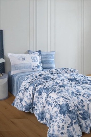 Clasy Ranforce %100 Pamuk Tek Kişilik Nevresim Takımı Mavi V1 Mavi