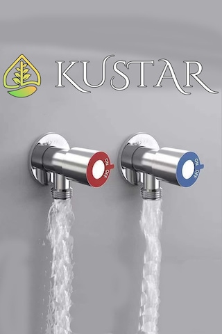 Kustar Aç Kapa Sıcak Soğuk Su Ara Musluğu Seti Inox 2'li Gri
