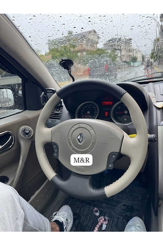 Megane 2  Kaplama Deri Direksiyon Kılıfı Siyah