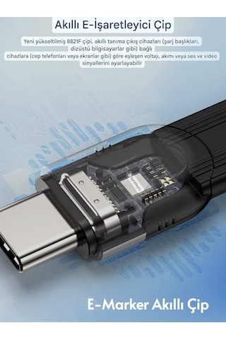 Ugourd Thunderbolt 5 E-marker Akıllı Çip 1-metre 240w 80gbps 16k+8k+4k Pd 240w Görüntü Aktarım Ve Type-c Hızlı Şarj Ve Data Kablosu Thunderbolt 4/3 İle Uyumlu Yeni Nesil Son Teknoloji Kablo -