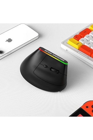 Techtic 2.4g Kablosuz Dikey Tasarım Mouse Çift Modlu Rgb Ergonomik Şarj Edilebilir Sessiz Mod Ofis Oyun Dikey Ergonomik