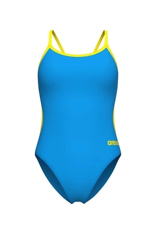 Arena Women's Swımsuıt Lace Back Solıd Turquoıse-yellow Star Çok Renkli