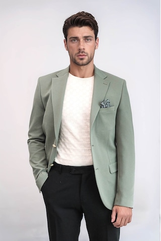 Haki Yeşil Kendinden Desenli Örme Altın Renk Metal Düğmeli Slim Fit Erkek Blazer Ceket - Wessi Green