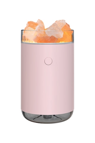 Skycity Pembe Usb Tuz Lambalı Nemlendirici, Renkli Işık Ve Aromaterapi Fonksiyonlu Yatak Odası Gece Lambası