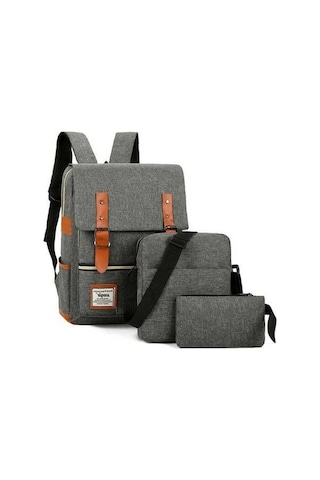 Pazly Büyük Kapasiteli Bilgisayar Sırt Çantası Set, Usb, Moda İş, Seyahat Çantası, Açık Hava, Kullanışlı Tasarım Gri