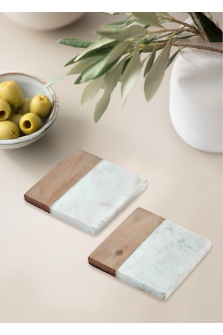 The Mia Nature Bardak Altlığı 2li Set Brk0118 Beyaz - Kahverengi