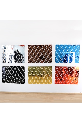 Sones Eşkenar Dörtgen Dikişli Arka Plan Akrilik Ayna Dekoratif Çıkartmalar, Özellikler: Altın Büyük Diğer