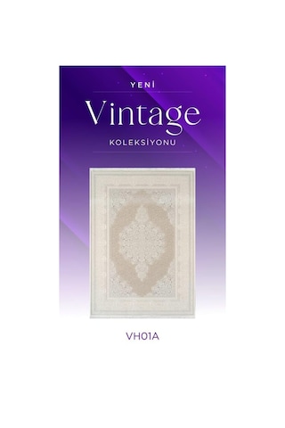 Royal Halı Vintage Vh01a Krem Vizon Akrilik Yumuşak Dokulu Klasik Göbekli Halı