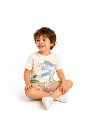 Tucankids Baskılı Erkek Çocuk İkili Takım Bej
