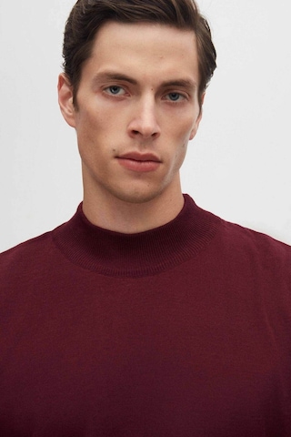 D's Damat Regular Fit Bordo Pamuk Karışımlı Yarım Balıkçı Triko Kazak Bordo