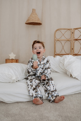 Panda Desenli Yaka Detaylı Çocuk Pijama Takım Mavi