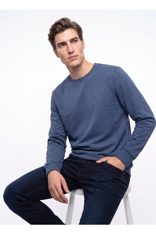 Mustang Mavi Erkek Basic Nakışlı Sweatshirt M6wm-swt1590 Indigo