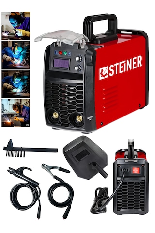 Steiner 250 Amper İnverter Mega Stick Çift Kartlı Hava Soğutmalı Dijital Göstergeli Çanta Kaynak Makinesi Kırmızı