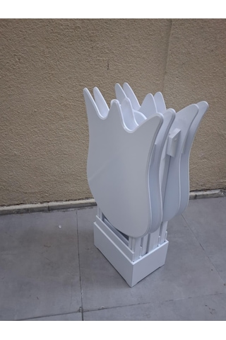 Zigon Çanta 90539 Lale Model Dörtlü Takım Ahşap Mdf Beyaz Renk El Yapım Beyaz