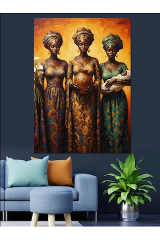 Ahşap Tablo Üç Geleneksel Afrikalı Kadın