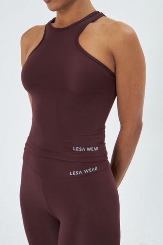Sportempt Lesa Wear Çapraz Detaylı Basic Spor Crop Atlet Kahverengi