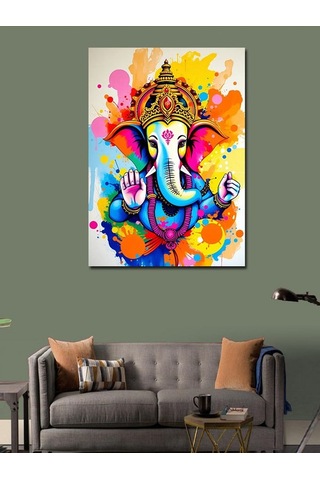 Kanvas Tablo Renkli Ganesh Tablosu 70cmx100cm