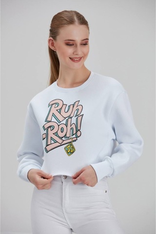 Meecy Kadın Beyaz Baskılı Sweatshirt Beyaz Beyaz