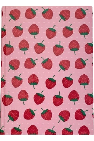 Çilek Temalı Planner Kartın Kapak Defter Pembe