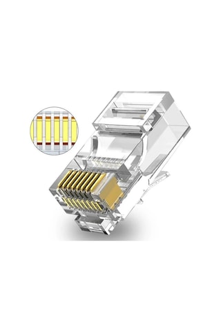 Koodmax - 50adet - 3u" Gold Plated Cat6 Rj45 Konnektör 8p8c Ethernet Kablo Ucu Modüler Fiş Jak