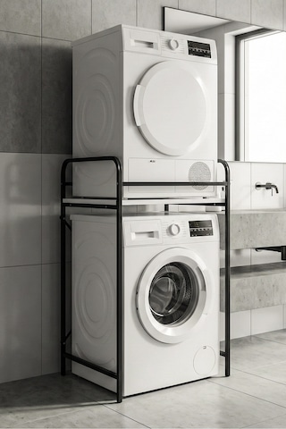 Çamaşır Makinesi Dolabı Raf Metal Düzenleyici Organizer 2 Katlı Banyo Rafı Çok Amaçlı Dolap 262 Çok Renkli