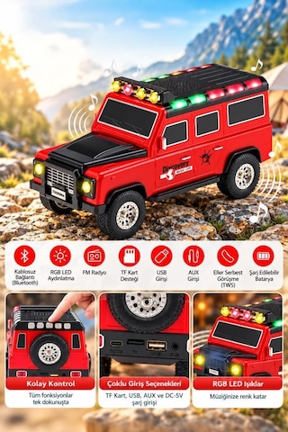 Torima Bluetooth Hoparlör Araba Tasarımlı Tws 15w Usb Speaker D95 Kırmızı
