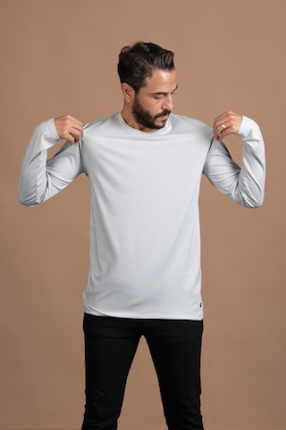 Regular Fit Bisiklet Yaka Rayon Kumaş Full Likralı Uzun Kol Sweatshirt Gri