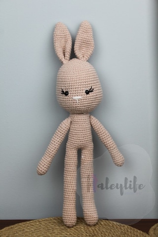 Aleylife Amigurumi Organik Tavşan Uyku- Oyun Arkadaşıaçık Pembe
