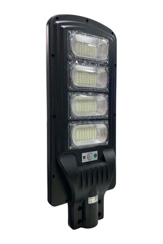 Hightek 300w Solar Sokak Lambası Hareket Sensörlü- Kumandalı Siyah
