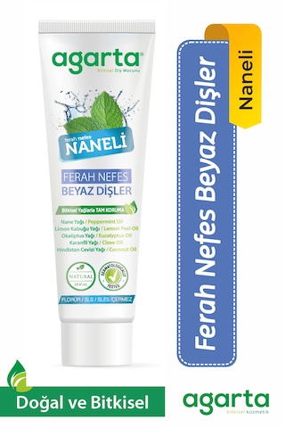 Agarta Doğal Yoğun Naneli Florürsüz Ferah Nefes Diş Macunu 100 ML Agarta Doğal Yoğun Naneli Florürsüz Ferah Nefes Diş Macunu 100 ML
