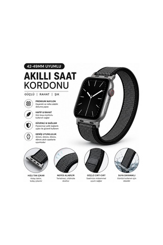 Schitec 42-49mm Yeni Nesil Apple Uyumlu Akıllı Saat Kordonu Yk3443 Kapalı Yeşil