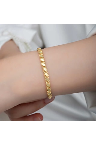 Gümüş Gold Pullu Zincir Kadın Bileklik Gold