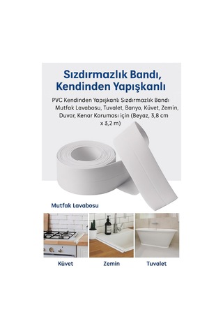 Siolanzi Su Sızdırmaz Lavabo Kenar Bandı 3.2 Metre Beyaz