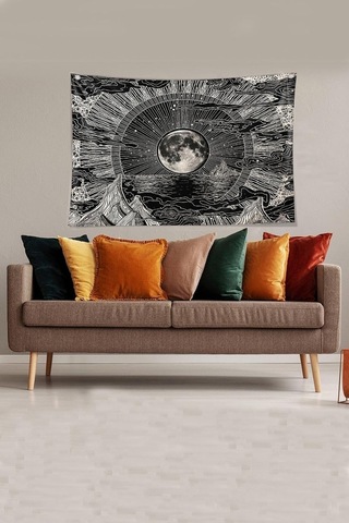 Pelangi Siyah-beyaz Ay New Moon Leke Tutmaz Kadife Kumaş Duvar Örtüsü Duvar Halısı Tapestry Ywll377, 70 X 100 Çok Renkli