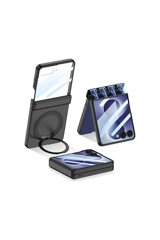 Samsung Uyumlu Galaxy Z Flip 8 Kılıf M-safe Şarj Özellikli Ata Pro Tech Kıpta Kpt-06 Ring Standlı Kılıf Mor