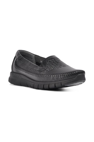 Forelli 29413 Eterna-G Siyah Kadın Comfort Deri Ayakkabı Siyah
