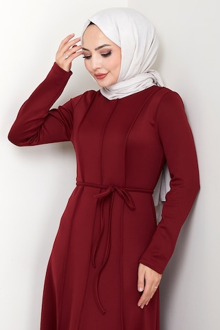 Bestenur Akten İpli Scuba Elbise 1619 - Bordo Bordo