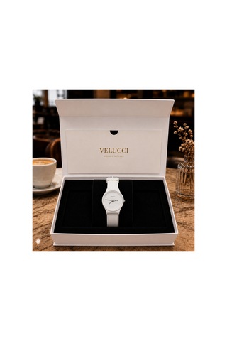 Velucci Inara Silikon Kordon Unisex Kol Saati Beyaz Kadran Takvimli Sade Analog
