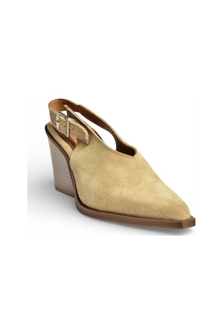 Fox Shoes U654304202 Bej Hakiki Deri Süet Western Topuklu Ayakkabı