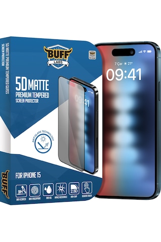 Buff Apple Uyumlu iPhone 15 5d Matte Ekran Koruyucu