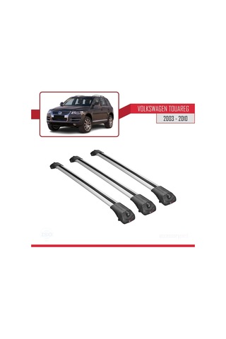 Volkswagen Touareg 2003-2010 Arası İle Uyumlu Ace-1 Ara Atkı Tavan Barı Gri 3 Adet Bar