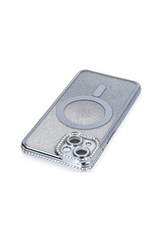 Newface Apple Uyumlu iPhone 14 Kılıf Joke Simli Magneticsafe Kılıf - Mavi