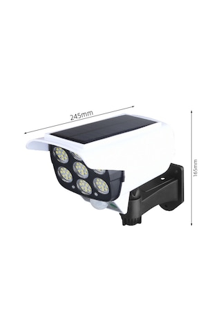 Qingmipy Güneş Enerjili Dış Mekan Aydınlatma Led Simülasyon Kamera Güvenlik Işığı, Hırsızlık Önleyici Siyah