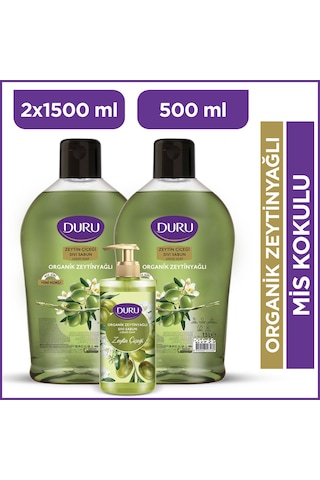 Duru Organik Zeytinyağlı Zeytin Çiçeği Sıvı Sabun 2 x 1500 ML + 500 ML