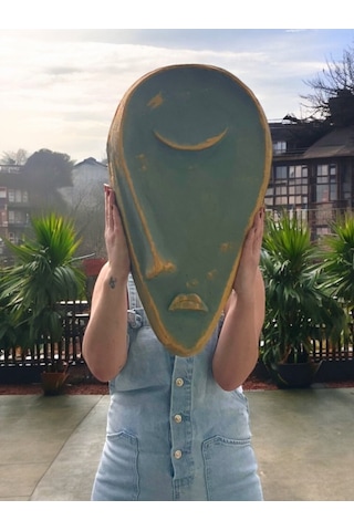 Taş Heykel Duvar Maskesi, El Yapımı Soyut Yarı Yüz Dekoru, Ev Ve Ofis İçin Benzersiz Ev Hediyesi