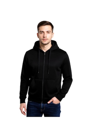 Dynamo Erkek Kapüşonlu Fermuarlı Siyah Sweatshirt Bgl-st04790 Siyah