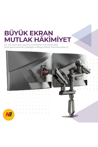 North Bayou D9c 27-50 İnch Çift Kol 2-20 Kg Vesa Uyumlu Profesyonel Monitör Standı