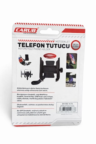 Telefon Tutucu Metal Ayarlı Ayna Bağlantılı Siyah
