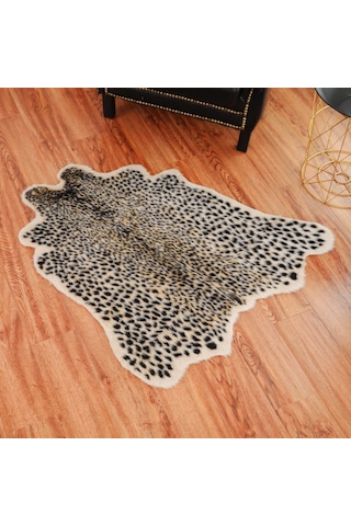 Wezone Leopar Desenli Dekoratif Halı - Oturma Odası, Yatak Odası, Çocuk Odası İçin 100x94 Cm - Gerçekçi Tasarım, Çok Amaçlı Kullanım