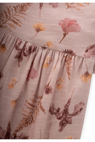 Cigit Desenli Kolu Fırfırlı Elbise 1-7 Yaş Pudra Pembe Pudra Pembe